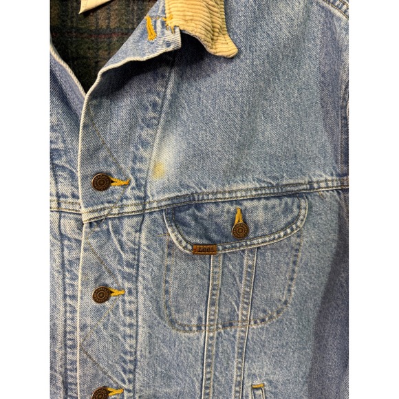 Vintage Lee Mens Denim Jacket corduroy Collar flannel Lined size 2XL - Picture 3 of 5